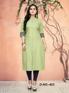 Cotton Blend Solid Kurti for Women 