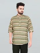 Cotton Blend Printed Kurta for Men 