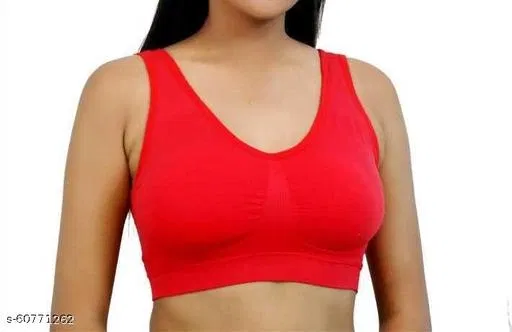 Viscose Spandex Sports Bra for Women, Red (32C)