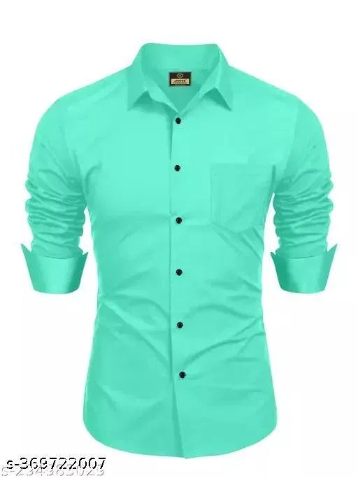 Solid Cotton Shirt Fabric for Men (Green, XL)