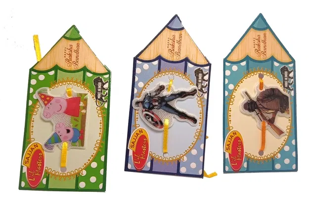 Synthetic Rakhi for Kids (Multicolor, Pack of 3)