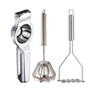 Oc9 Stainless Steel Lemon Squeezer & Hand Blender & Potato Masher Kitchen Tool Set 