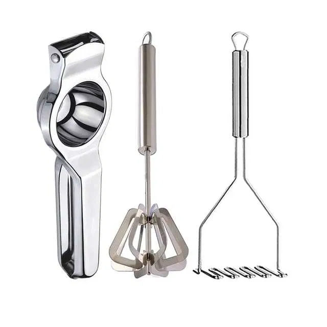 Oc9 Stainless Steel Lemon Squeezer & Hand Blender & Potato Masher Kitchen Tool Set (O-84)