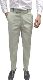 Slim Fit Solid Formal Trouser for Men (Mint Green, 28)
