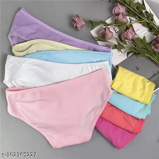 Solid Mid Rise Briefs for Women, Pack of 5 (White, L)