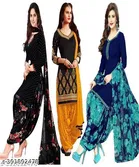 Crepe Printed Unstitched Suits for Women, Pack of 3 