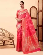 Silk Woven Design Saree for Women, Pink 