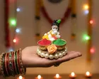 Metal Decoretive Pooja Thali, Multicolour Pack of 1
