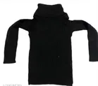 Woolen Solid Hi-Neck Sweater for Kids, Black 