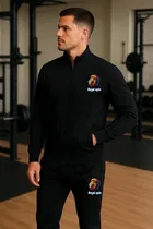 Polyester Printed Tracksuit for Men, Black 