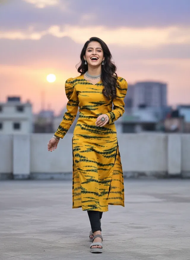 Straight Kurti for Women (Yellow, XXL)
