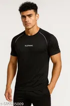 Active Wear Polyester T-Shirts for Mens ,Black 