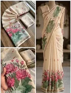 Cotton Linen Saree for Women 