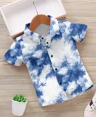 Half Sleeves Printed Shirt for Boys (Blue, 6-8  Years)