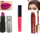 Combo of Half 'N' Half Glam Lips Liquid & Beauty Katie Matte Lipsticks with Matt Look Liquid Sindoor 