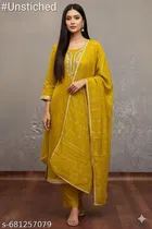 Silk Blend Embroidered Punjabi/All Over Suits Semi-Stitched Suits 