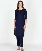 Viscose Rayon Embroidered A-Line Kurti with Pant 