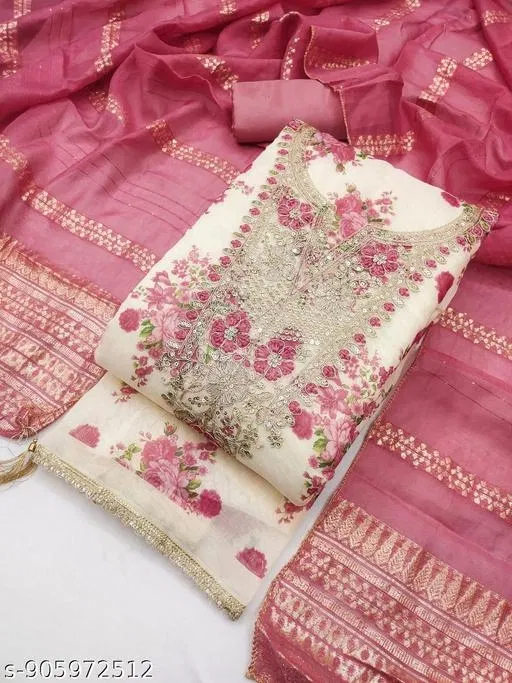 Embroidered Punjabi/All Over Suits Semi-Stitched Suits (6.65 meter for Women (XXL)