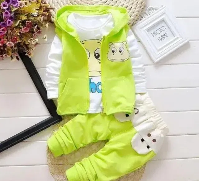 Hosiery Cotton Printed Clothing Set for Boys, Green (0-4 Months)