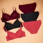 Cotton Solid Lingerie Set for Women, Multicolor, Pack of 3 