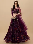 Net Embroidred Semi Stiched Lehenga Choli for Women 