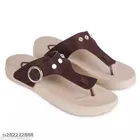 Fancy Flip Flops for Women (Brown, 5)