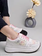 Solid Synthetic Sneakers for Women 