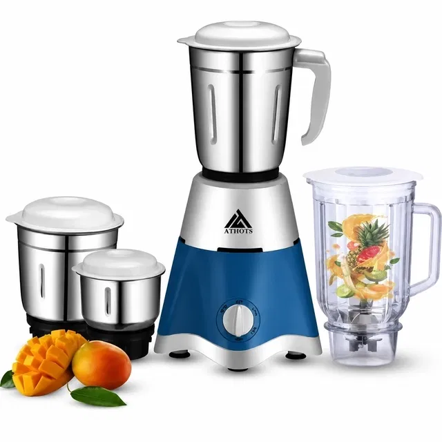 ATHOTS 750 W Mixer Grinder with 4 Jars (White & Blue)