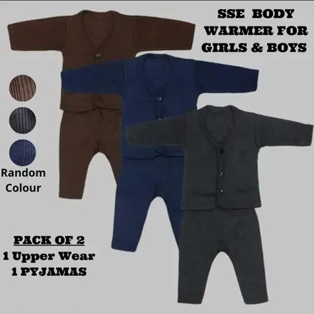 Woolen Solid Thermal Set for Kids, Set of 1 (Assorted, 6-18 Months)