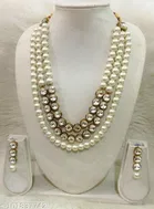 Kundan And Pearl Necklace Set for Women, White