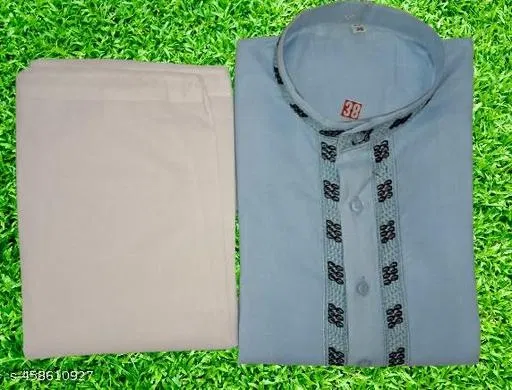 Embroidered Cotton Kurta Set for Men (XXL)