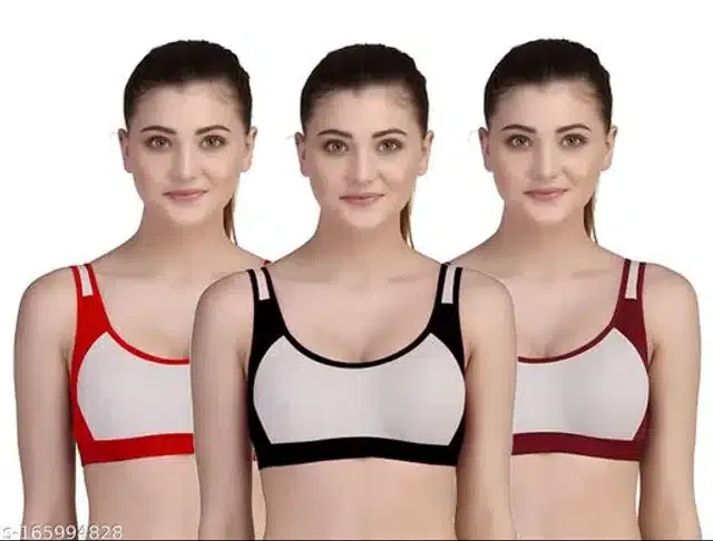 Hosiery Padded Bra for Women (Multicolor, XXL) (Pack of 3)