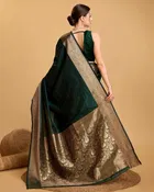 Silk Woven Design Saree for Women, Bottle Green 