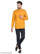 Cotton Blend Solid Short Kurta for Men 