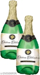Champagne Bottle Jumbo 36" Foil Celebration Party Balloons, Green Set of 2