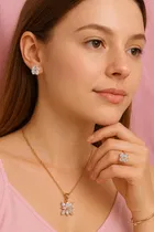 Elegant Rose Gold Plated Pendant Set with Crystal Stones 