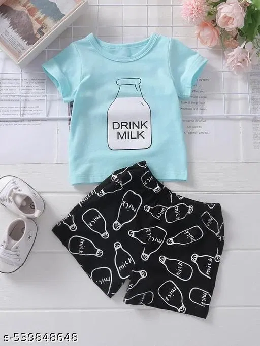 Cutiepie Trendy Top & Bottom Sets for Kids, 0-1 Years (Aqua Blue, 3-6 Months)