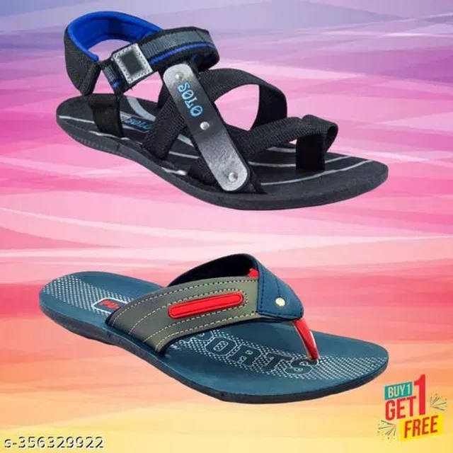 Sandal with Flipflop for Men (Multicolor, 7) (Pack of 2)