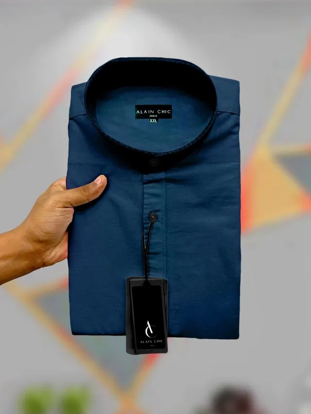 Full Sleeves Solid Shirt for Men (Blue, XXL)