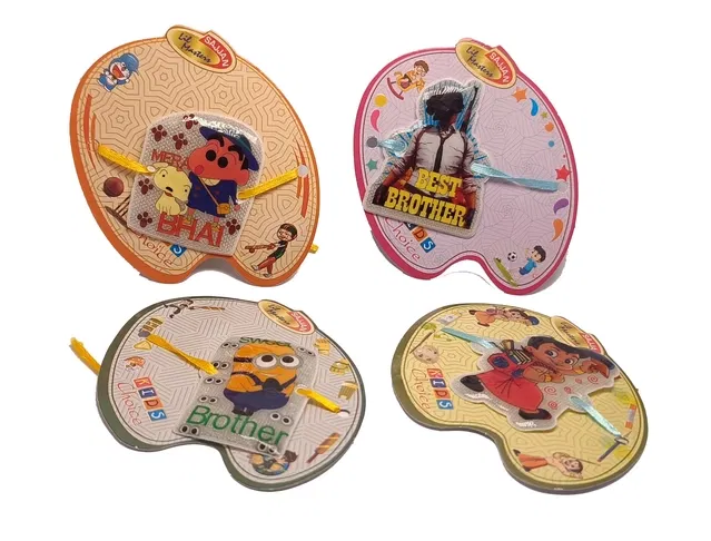 Synthetic Rakhi for Raksha Bandhan (Multicolor, Pack of 4)