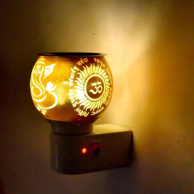 Glass Kapoor Dani, Electric Camphor Diffuser Ganesh Ji Om Electic Camphor Burne, |Multipurpose Incense Aroma Dhoop Dani|Camphor Burner Diffuser|Electrical Night Lamp for Office, Home