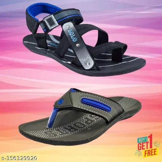 Sandal with Flipflop for Men (Multicolor, 7) (Pack of 2)