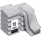 Stainless Steel Scrubs for Kitchen (Silver, Pack of 10)