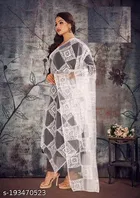 Botanical Embroidered Net Dupatta for Women 