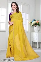 Jimmy Choo Solid Saree For Women, Purple