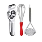 Oc9 Stainless Steel Lemon Squeezer & Egg Whisk & Potato Masher Kitchen Tool Set 