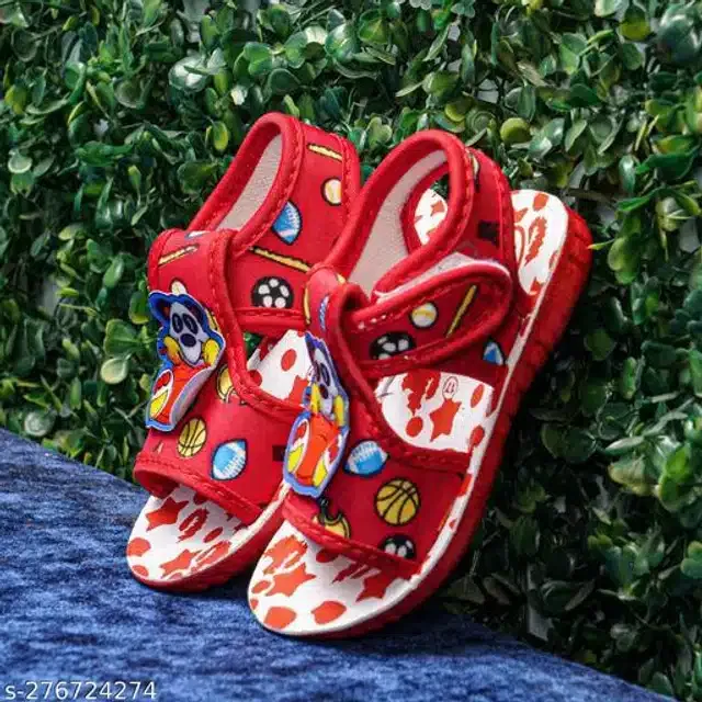 Velcro Sandals for Kids (Red & White, 18-21 Months)