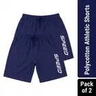 Polycotton Athletic Shorts for Men - Pack of 2, Blue, XL