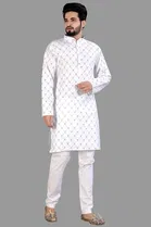 Cotton Blend Printed Kurta for Men 
