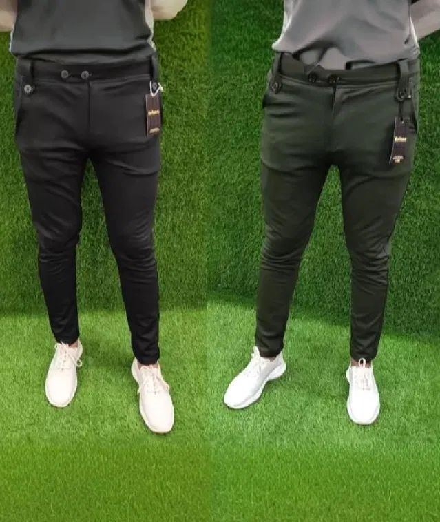 Lycra Solid Trackpant for Men (Olive & Black, 28) (Pack of 2)